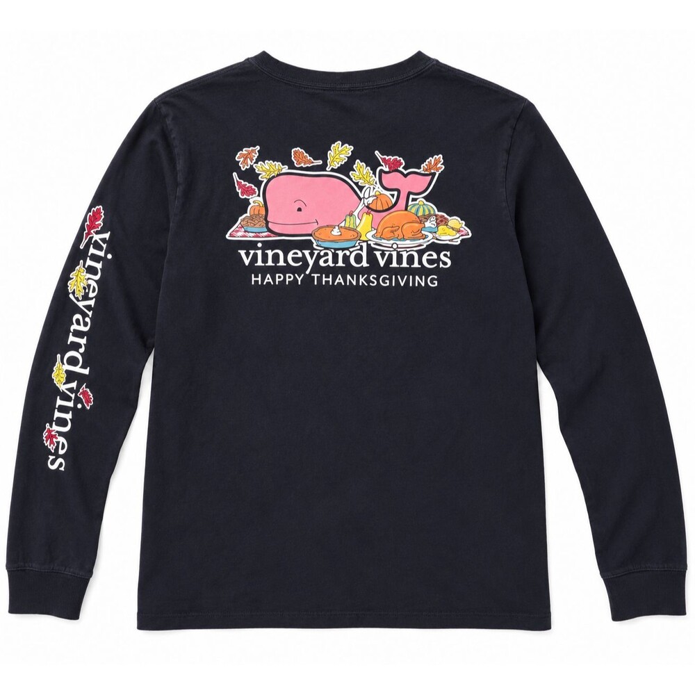 Vineyard Vines Kids Happy Thanksgiving Top Long Sleeve Shirt Large 14 T-Shirt